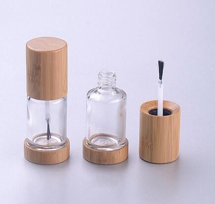 Transparent Glass Nail Polish Bottle with Wooden Cap