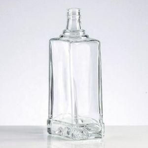 Wholesale High quality High White 375ml 700ml 750ml Rum Vodka Whisky Glass Bottle with Screw Cap Wood Cork for Liquor Beverage