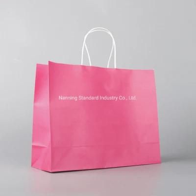 Customized Printed Logo Take Away Food Bag Shopping Bag Brown Kraft Paper Bags