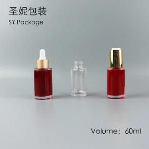 Clear Color Thick Wall Pet Material Plastic 60ml Olive Oil Bottle with Gold Color Dropper