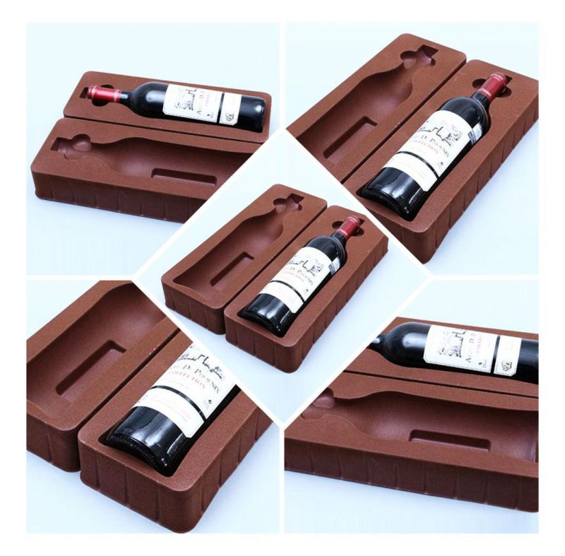 Customized Elegant Flocking Wine Plastic Tray Blister Packaging Insert Tray for Red Wine