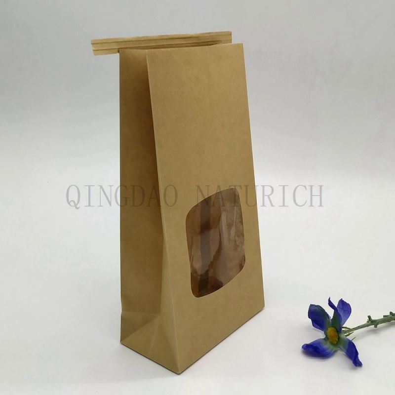 Compostable Kraft Paper Flat Bottom Bags Food Packaging Bag