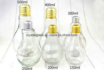 Wholesale 150ml 200ml 500ml Light Bulb Shape Juice Glass Bottle for Drinking