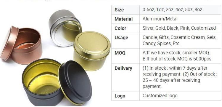 2 Oz Black Empty Round Aluminum Candle Tin Can Gel Cosmetic Cream Jar with Lids for Candle Making Lip Balm Gifts