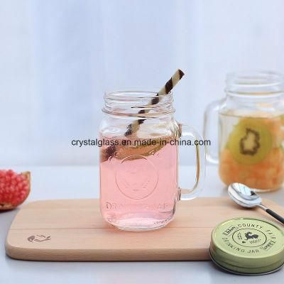 Handle Mason Jar for Coffee Glass Jar Hot Drinking Jar with Straw