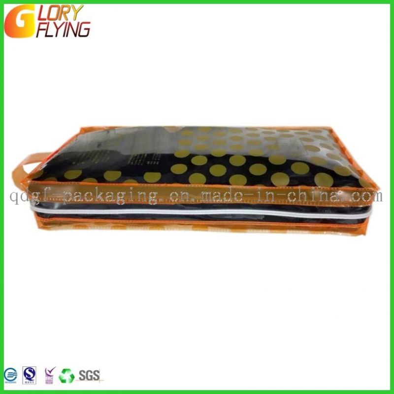 Clear PVC Plastic Bag with Nylon Zipper/ Handbags Packaging Bag with Printing