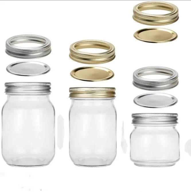 Clear Empty Airtight Food Container Glass Jam Cake Food Storage Mason Jars with Lids and Bands 10 Oz