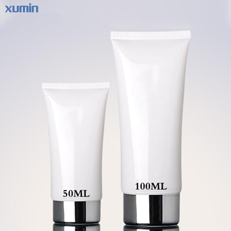 Luxury 50ml 100ml Sliver Cap White Plastic Cosmetic Tube Eye Cream Cosmetic Packaging