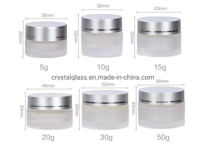 10ml 20ml 30ml 50ml Frosted Glass Cosmetic Packaging Jar Cream Jar with Cap