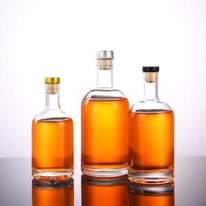 High Flint Empty 200ml 375ml 500ml 1000ml Beverage Vodka Whisky Liquor Alcohol Wine Spirits Drinking Glass Bottle with Cork
