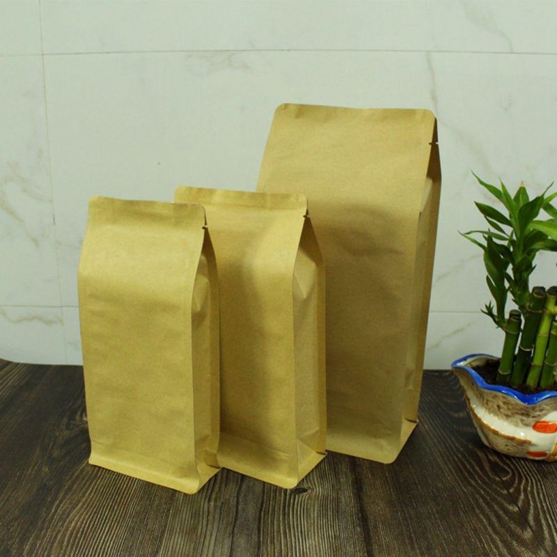 16oz Kraft/PLA Compostable Food Packaging Bag Square Bottom Paper Pouch