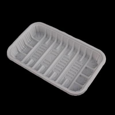 Supermarket PLA blister Biodegradable Silver gold black white clear PLA /PP/PET/PS food packaging box plastic tray