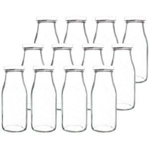 Wholesale Heat-Resistant Round Glass Milk Juice Beverage Bottles Manufacturer with Metal Lid
