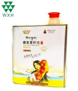 2L Edible Cooking Oil Tin Can with Plastic Pulling-off Lid