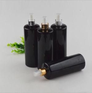 500ml Pet Plastic Black Color Perfume Bottle with Gold and Silver Mist Sprayer