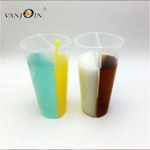 700ml Disposable Plastic PP Split Boba Tea Cups with Lid Two Flavors Take Away Cup