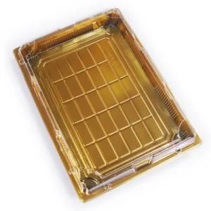 Wholesale Cheap Price Gold Custom Size Food Packaging Sushi Box Container Tray Wit Transparent Window