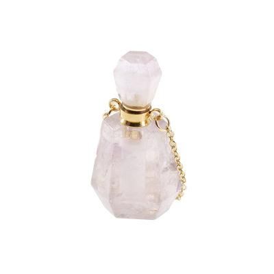 White Crystal Perfume Bottles Stainless Steel Zodiac Necklace with Link Chain