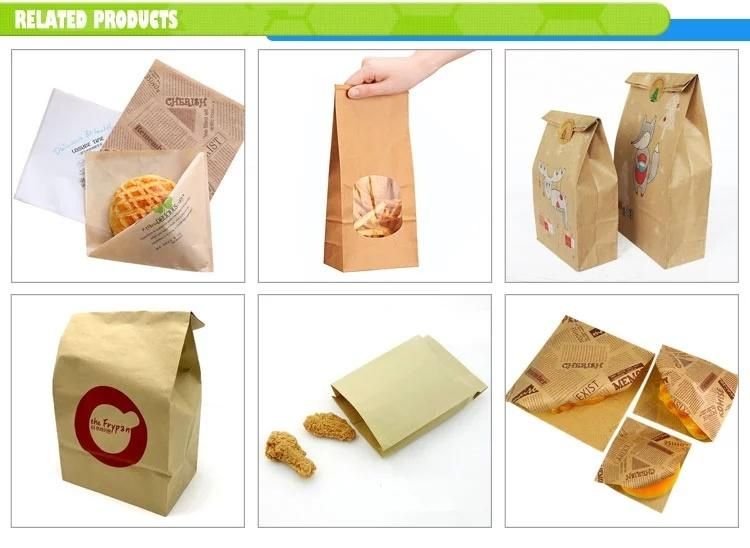 Take Away Fast Food Brown Kraft Paper Bags Flat Bottom Without Handles