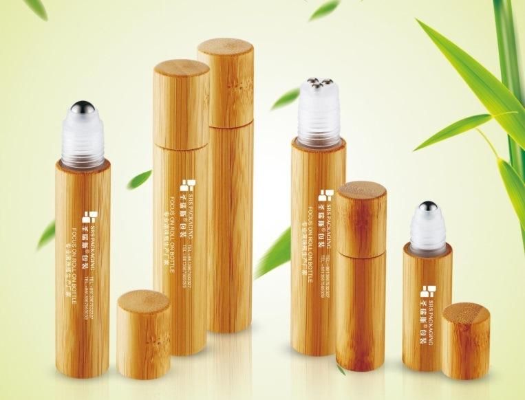 Natural Bamboo Packaging Cosmetic Black Clear Amber Green Blue Glass Container Roller/Dropper Bottle Perfume Plastic 5ml 10ml 15ml Essential Oil Roll on Bottle