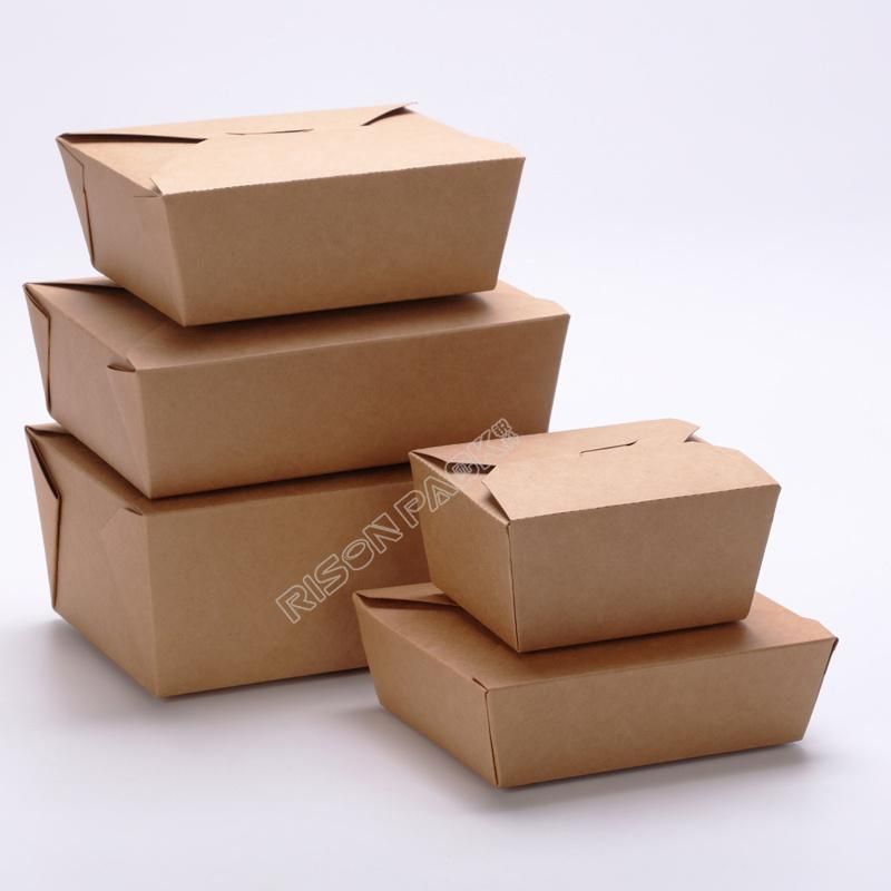 Disposable Takeaway Food Kraft Paper Container Fast Food Package Box