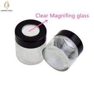 3oz 90ml Smell Proof Childproof Stash Storage Packaging Magnifying Glass Lid Weed Packing Jar