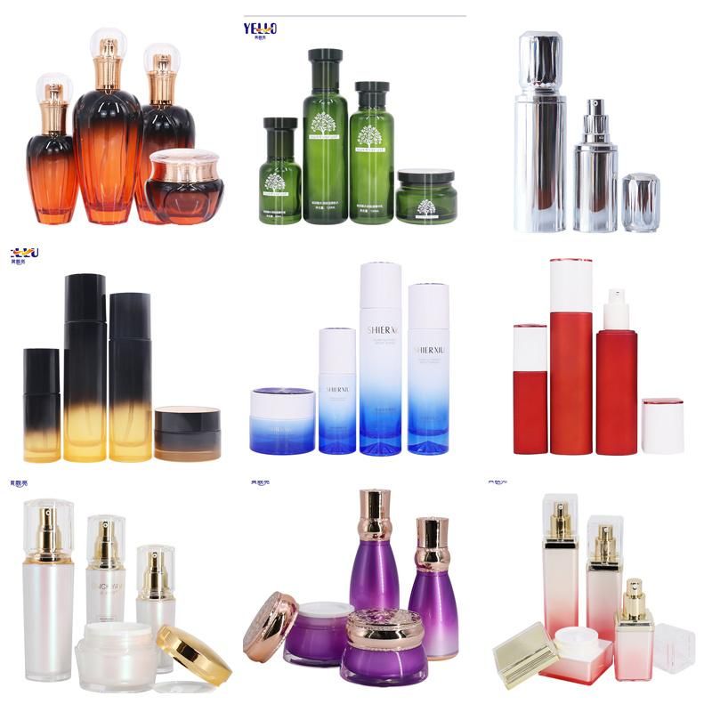 Luxurious Eco Friendly Cosmetic Packaging Red 30ml 80ml 100ml Square Glass Lotion Pump Bottles