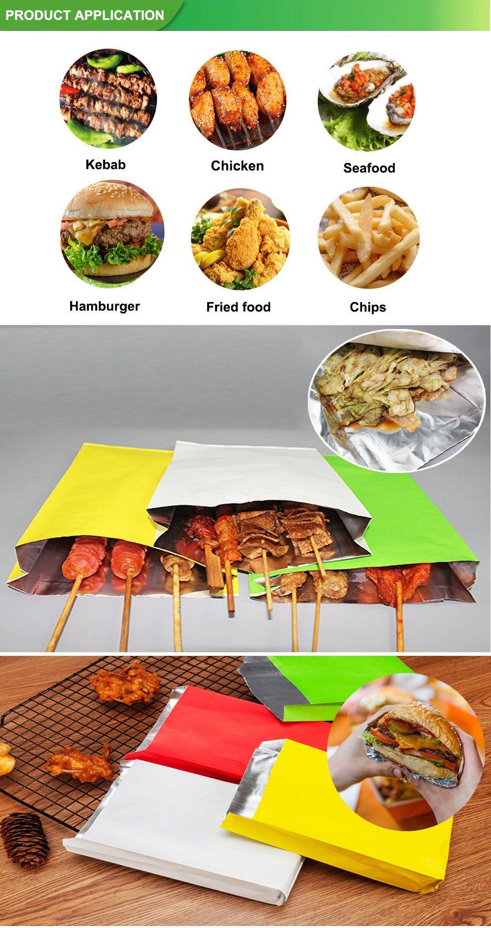 Fried Chicken Ice Cream Sandwich Wrap Bags Food Grade BBQ Foil Lined Paper Bag