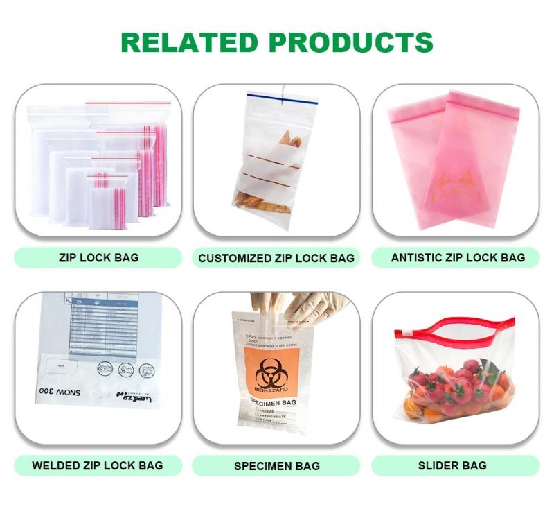 Food Grade Custom Plastic Candy Resealable Transparent Freezer Zip Slider Bag