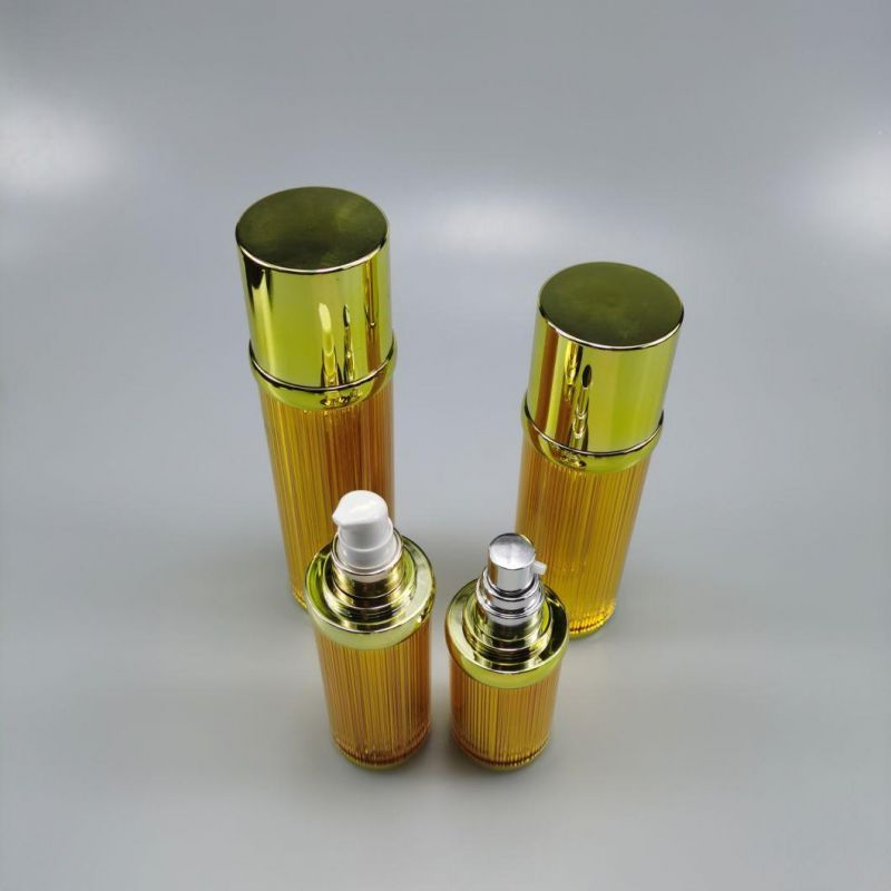 30ml 50ml 100ml 120ml Round Gold Acrylic Airless Emulsion Bottle Vacuum Foundation Bottle Essence Bottle for Cream Serum