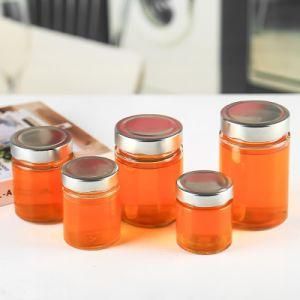 Wholesale 100ml-750ml Round Wide Mouth Empty Clear Storage Honey Jar Glass with Metal Lid in Bulk
