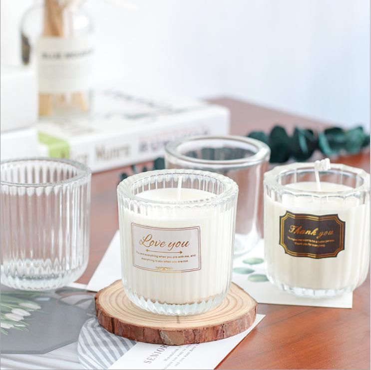 Transparent Candlestick Glass Container with Pattern