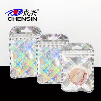 Clear Zipper Plastic Pouch Laser Holographic Ziplock Bag