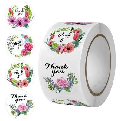 Custom Brand Logo 500 PCS Packaging Label Printing Thankyou Stickers Roll Label Adhesive Waterproof Seal Thank You Stickers
