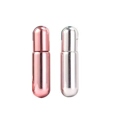 Stock Pink Transparent UV Cover 5ml Round Sample Roll on Ball Frosted Clear Glass Roller Bottle for Essential Oil