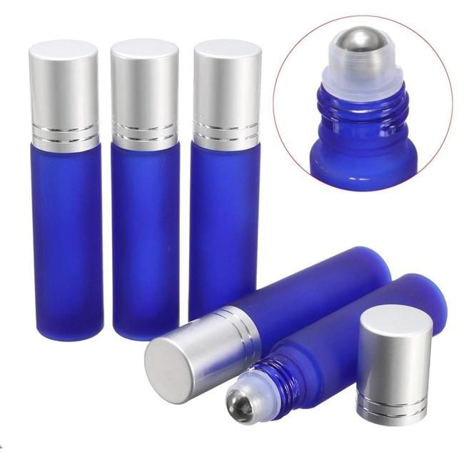 10ml Cobalt Blue Amber Glass Roll on Essential Oil Steel Roller Ball Bottle