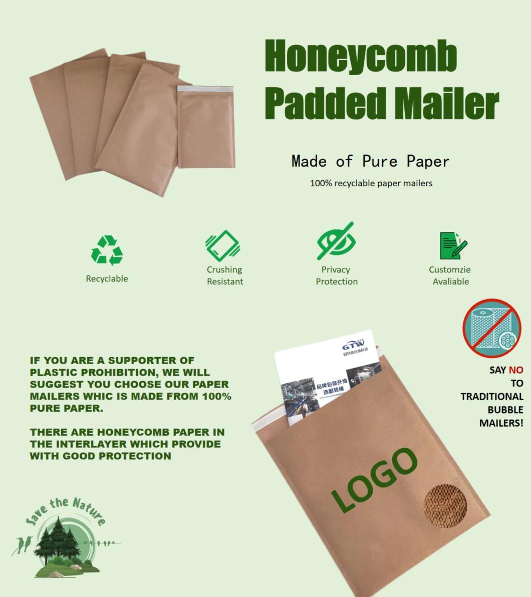 Low Moqs Available Tamper Resistant Biodegradable Bubble Mailer Honeycomb Padded