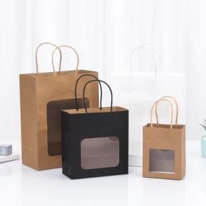 Kraft Paper Window Handbags, Window Gift Bags, Transparent Paper Bags, Wedding Holiday Handbags