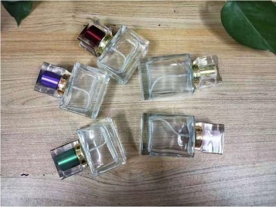 30ml 50ml Crimp Thick Bottom Square Glass Perfume Spray Bottle