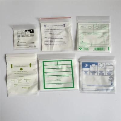 Custom Hospital Mini Reclosable Zipper Medication Pill Packs Plastic Bags Disposable PE Plastic Medical Pill Bags