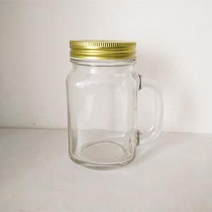 Empty Pint Glass Mason Jar with Metal Lid