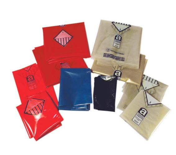 Customized Danger Warning Printing Clear Polythene LDPE Asbestos Disposal Bag Plastic Manufacturer Heavy Duty Asbestos Garbage Removal Construction Waste Bags