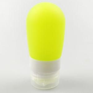 Medium Size Bulb-Shaped Squeeze FDA/LFGB Food Grade Silicone Cosmetic Travel Bottles, Yellow