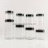 Various Sizes Straight Sided Glass Cylinder Jar with Black Lid