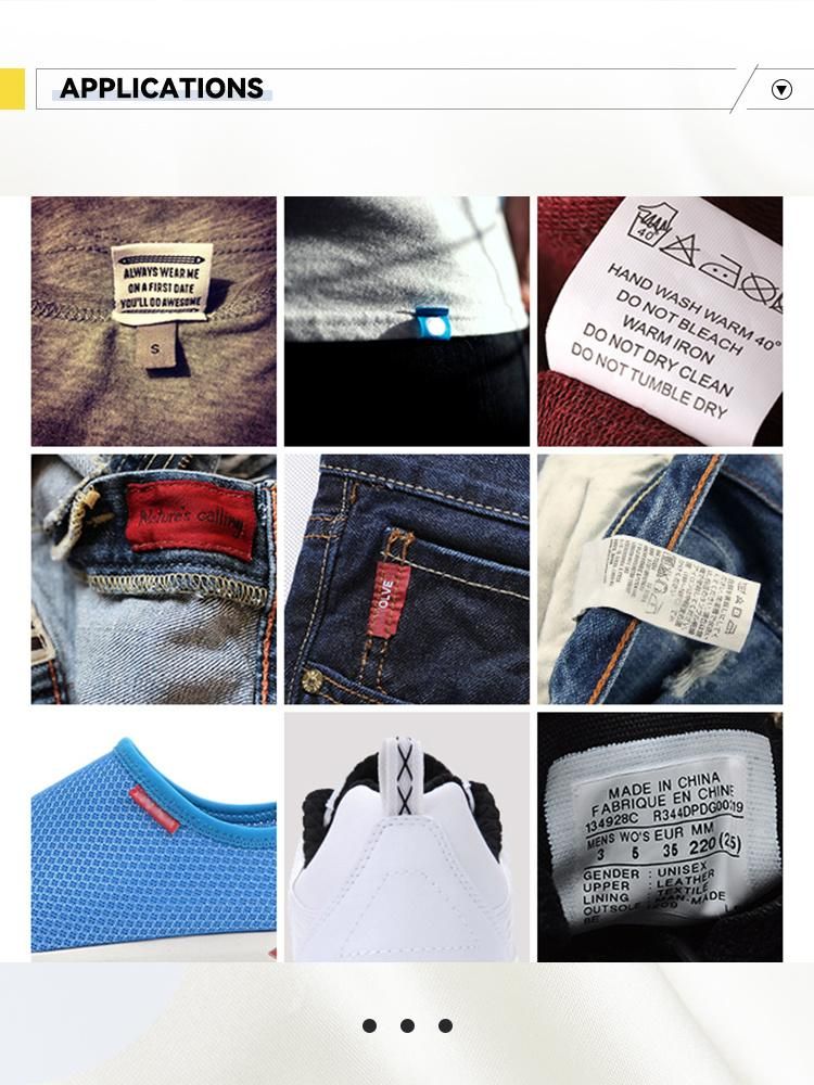 High Quality Colorful Customized Size Printed Logo T-Shirt Tag Ffy Eco Friendly Woven Mark 100% Recyclable Label for Cloth