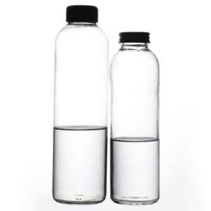 Customized 750ml 500ml Printing Water Glassware Takeaway Flint High Transparency Glass Water Bottles with Metal Caps