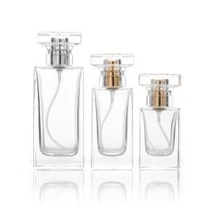 Empty Square Clear Glass Perfume Bottle 30ml 50ml 100 Ml with Spray Cap