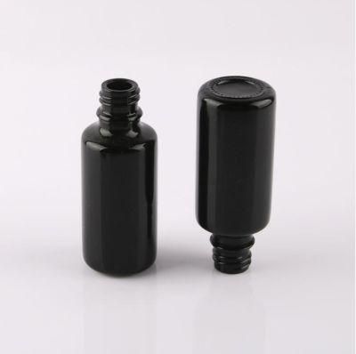 30ml Flat Shoulder Shiny Glossy Original Material Black Glass Dropper Bottle Empty Perfume Bottle Essential Oil Bottle