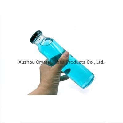 Round Glass Beverage Bottles Food Grade Beverage Container with Lid