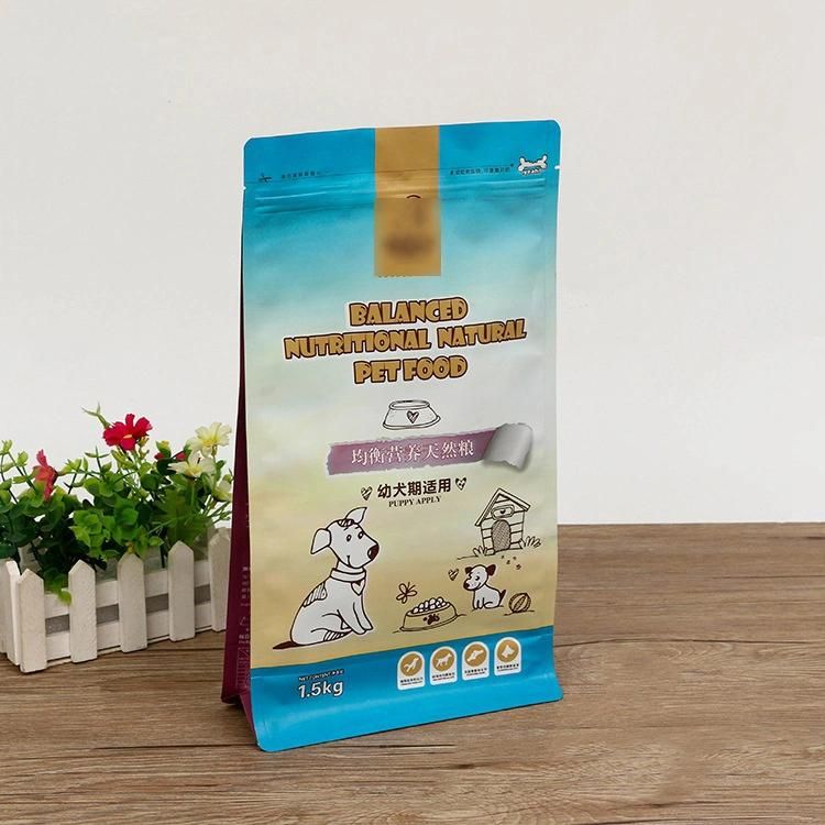 High Quality Wholesale Custom Printed Flat Bottom Aluminum Foil Dog Feed Pet Food Packaging Ziplock Bags